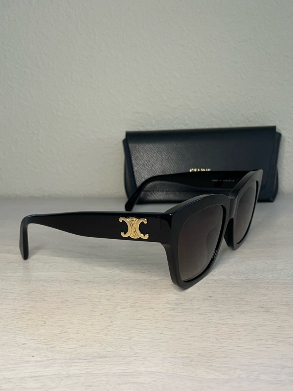 Celine Triomphe Acetate Square Black Sunglasses - Picture 5 of 11